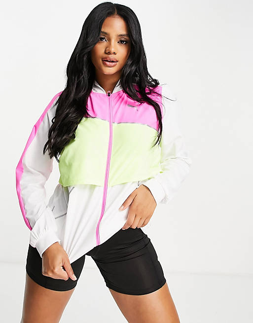 Puma Run Ultra Jacket in white and pink | ASOS