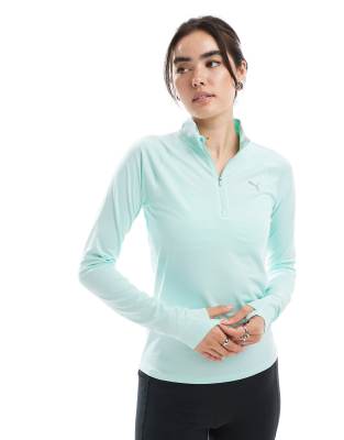 Puma Run Velocity Cloudspun 1/4 zip top in light green - view 1