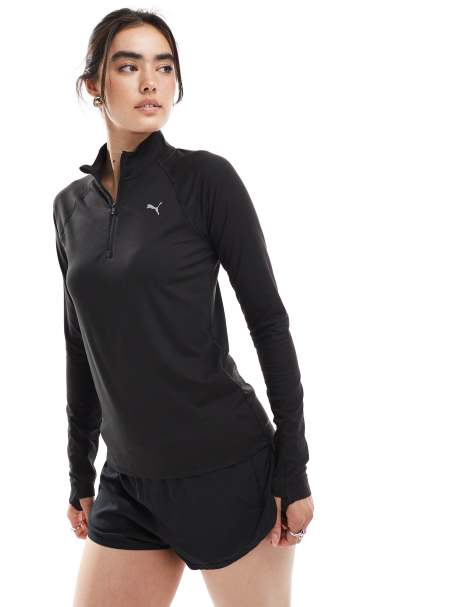 Puma Run Velocity Cloudspun 1/4 zip top in black
