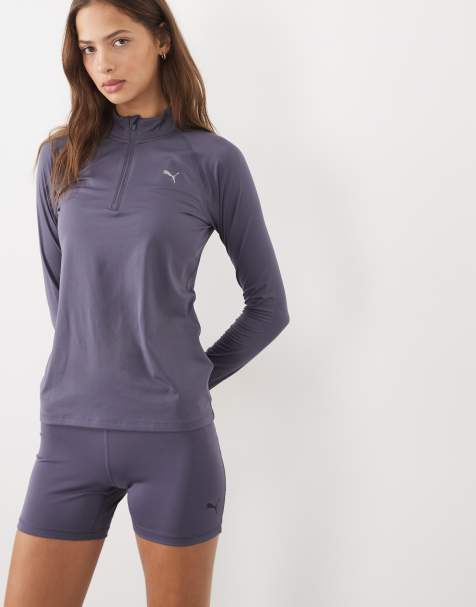 Puma Run velocity cloudspun quarter-zip top in gray - view 1
