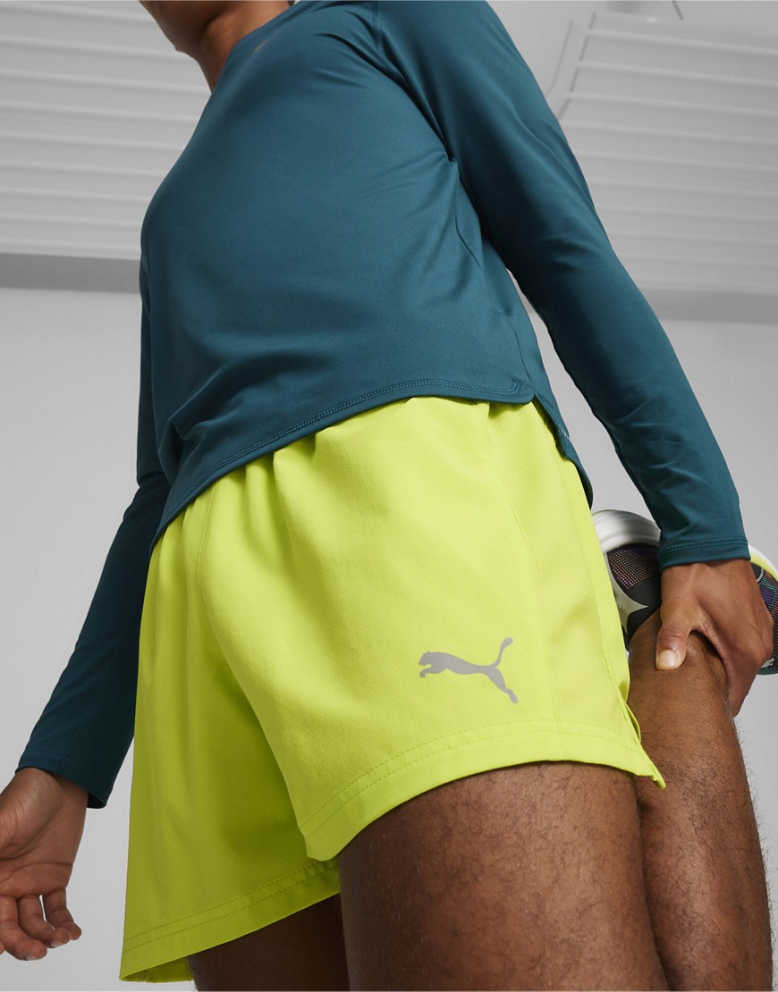 Puma Run velocity ultraweave 5" running shorts in lime-Green
