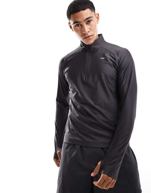 Puma Running Evolve 1/4 zip sweatshirt in dark grey