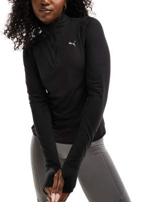 PUMA Running Favourite 1 4 zip sweatshirt in black ASOS