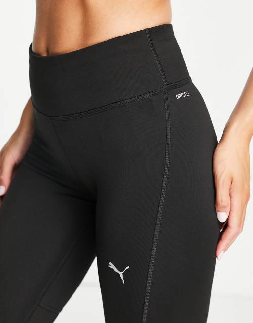 Puma Running Favourite full length leggings with pink insert in black