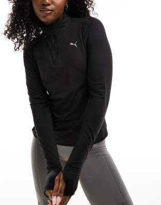 PUMA Running - Favourite - Lauf-Sweatshirt in Schwarz mit kurzem 1/4-Reißverschluss