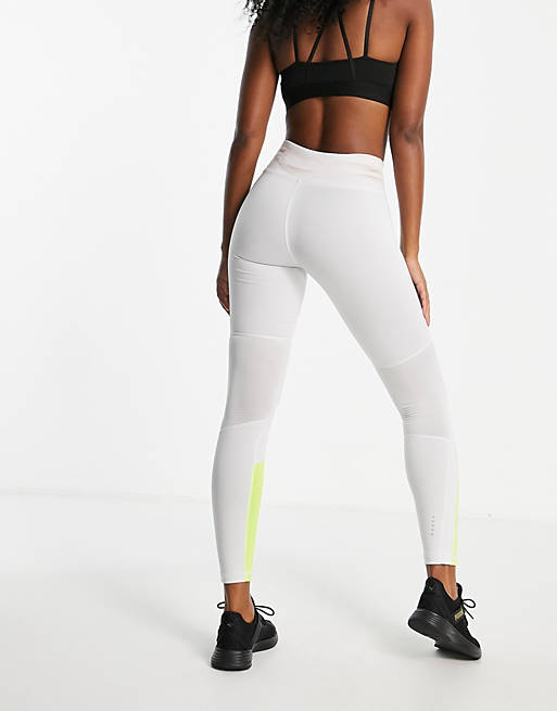  Puma Running favourite mid rise leggings with yellow pop in gray 