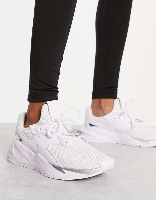 Puma Running Fier Nitro metallic sneakers in white