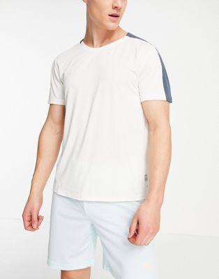 Puma Running First Mile t-shirt in cream and blue