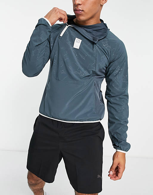 PUMA Running First Mile woven jacket in blue and cream | ASOS