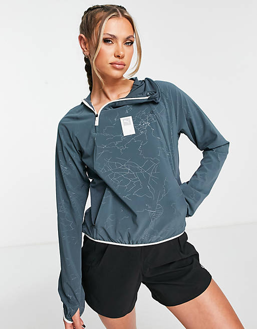 Puma Running First Mile woven jacket in blue and stone | ASOS