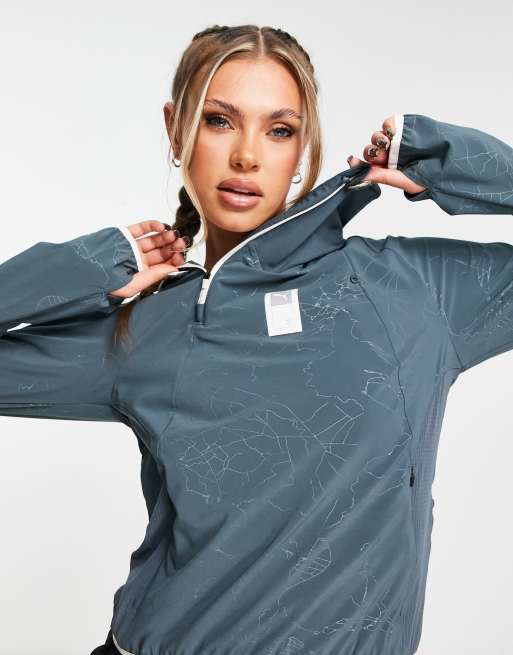 Puma Running First Mile jacket in blue and stone | ASOS