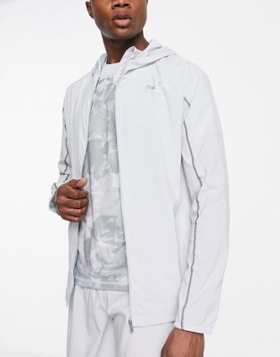 Puma Running graphic woven hooded jacket in grey - ASOS Price Checker