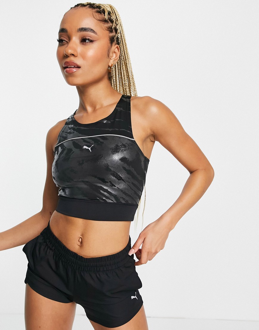 PUMA Running hi-shine sports bra in black