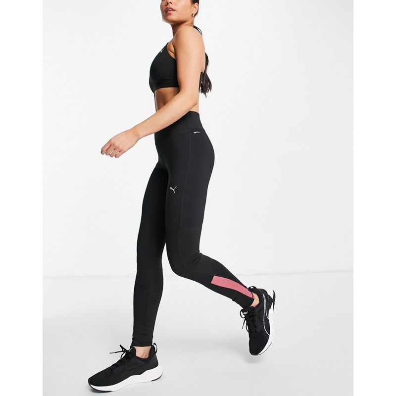 Activewear Donna PUMA - Running - Leggings alla caviglia a vita alta, colore nero con inserto rosa