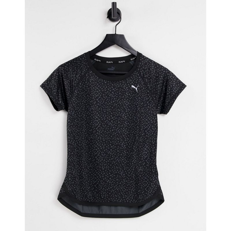 Donna Top Puma - Running - T-shirt nera con stampa a macchie