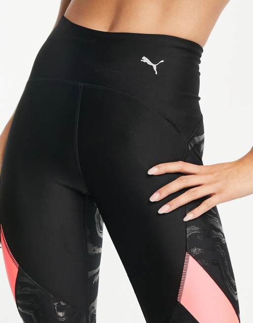 Puma Running ultraform high waist leggings with high shine in black and  pink