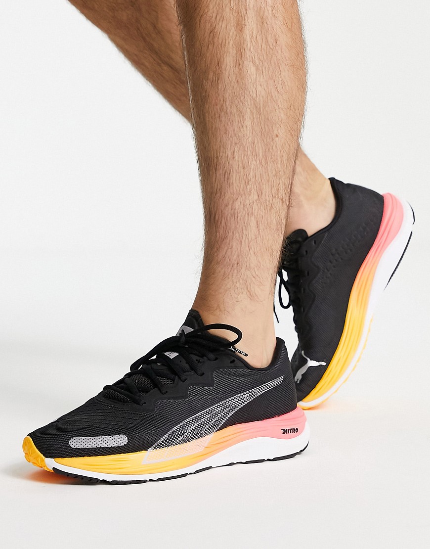 puma - running - velocity nitro 2 - svarta och gula sneakers-svart/a