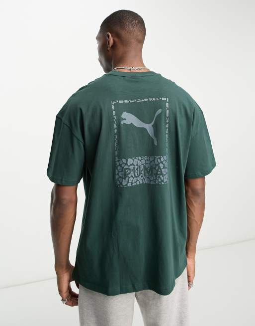 Puma Safari back print t-shirt in green | ASOS