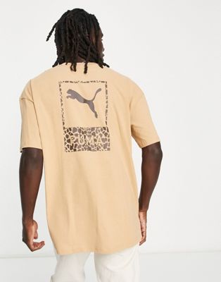 Puma safari back print t-shirt in tan