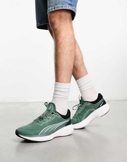 Green and white running on sale shoes