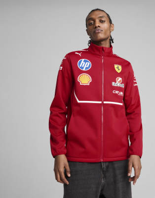 Puma Scuderia ferrari 2025 team softshell jacket in dark cherry-Red