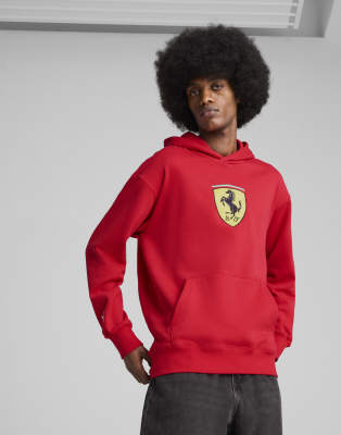 Puma Scuderia ferrari hp race big shield hoodie in rosso corsa-Red