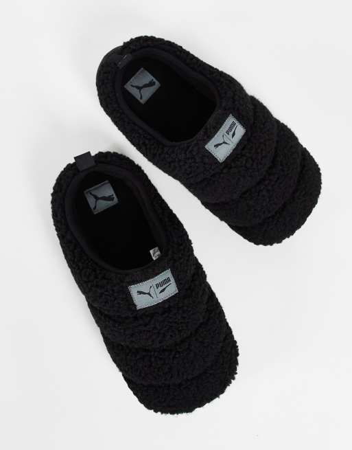 Black sherpa slippers new arrivals