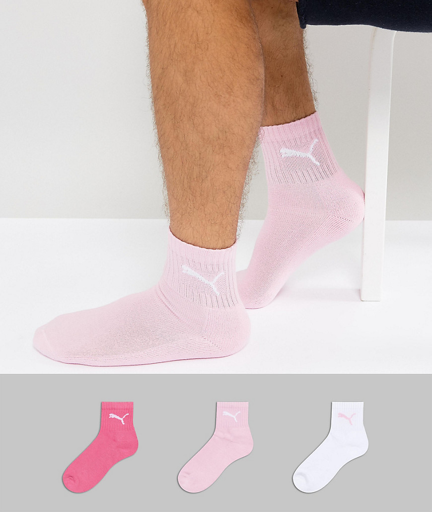 Puma - Set van 3 paar korte sokken in roze
