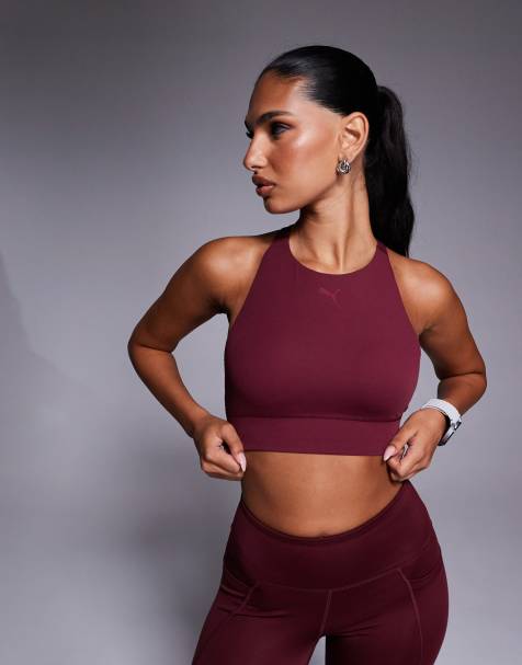 PUMA – Shapeluxe – Bordowy biustonosz sportowy z zabudowanym dekoltem - view 1