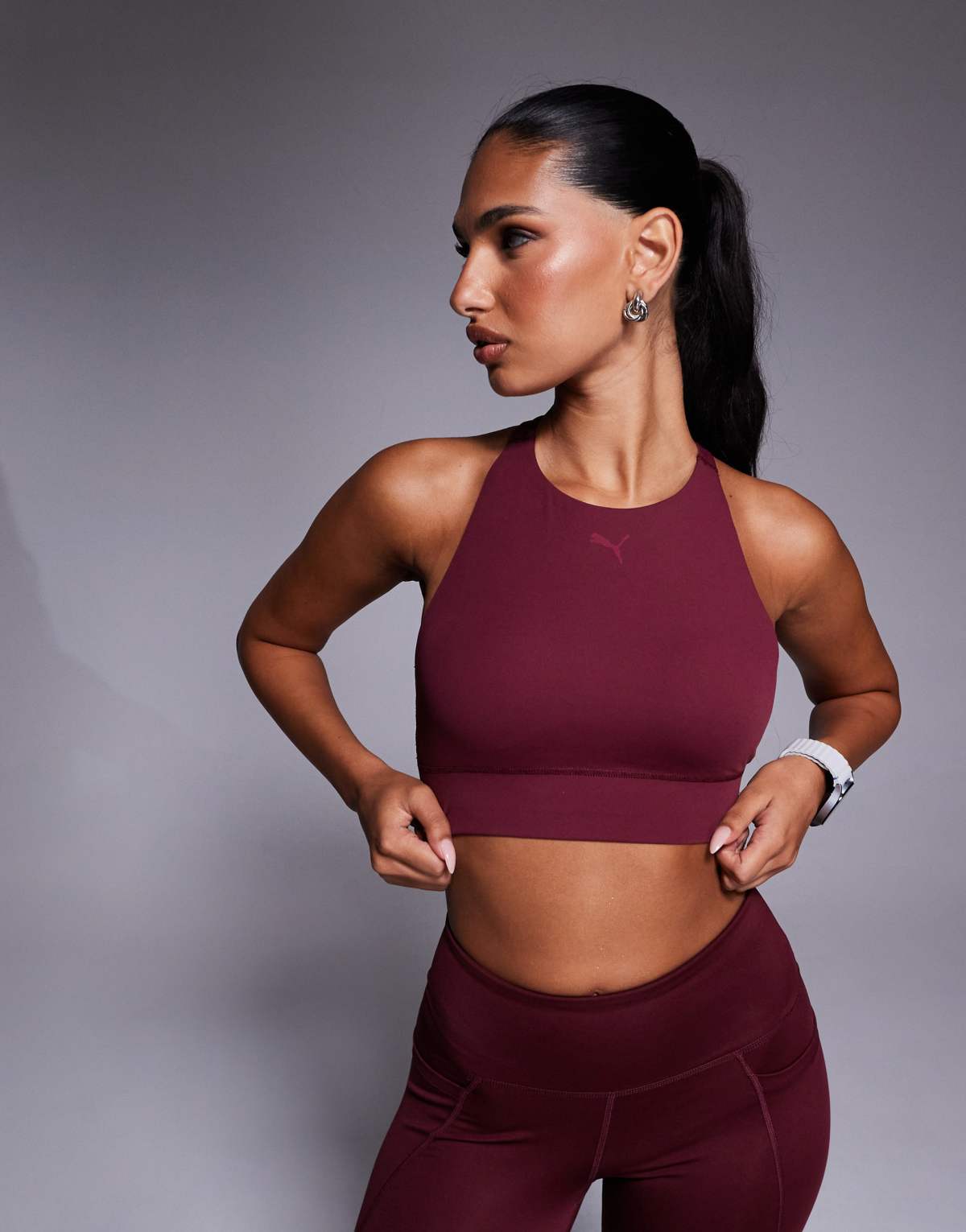 Puma Shapeluxe high neck sports bra in burgundy
