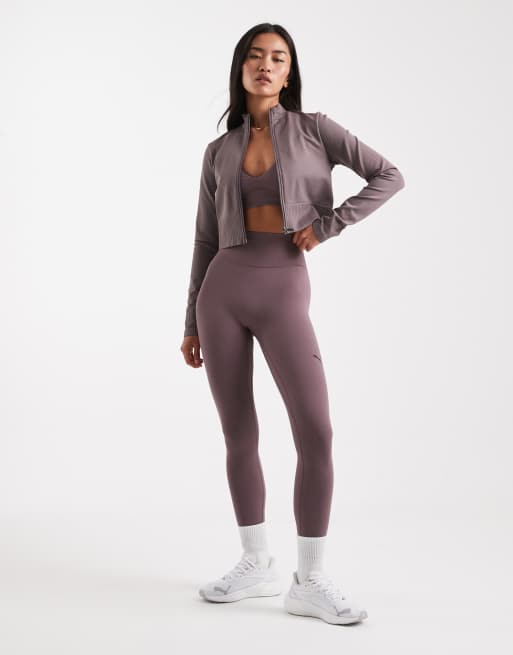 Puma Shapeluxe high-waist training tights in raisin