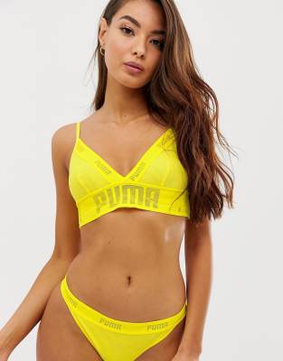 Puma sheer bralette in yellow | ASOS