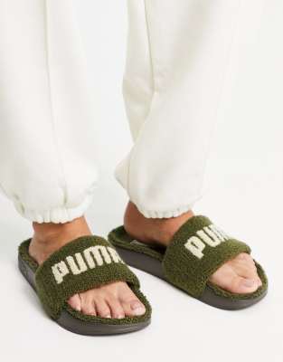 Khaki sale puma slides