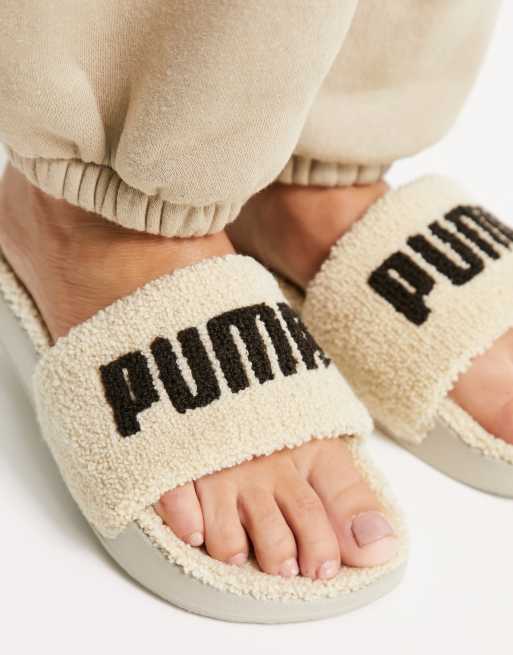 Khaki puma outlet slides