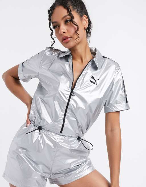 Puma – Silverfärgad playsuit