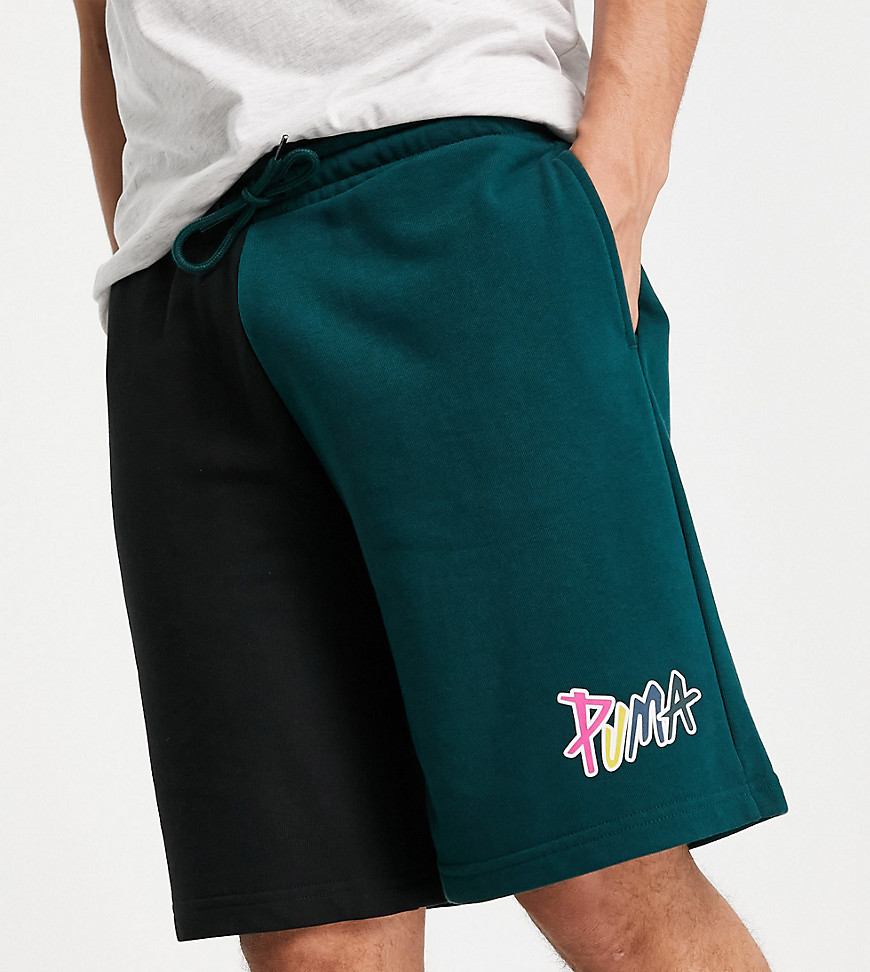 Puma skate boxy 8 inch shorts in ponderosa pine-Green