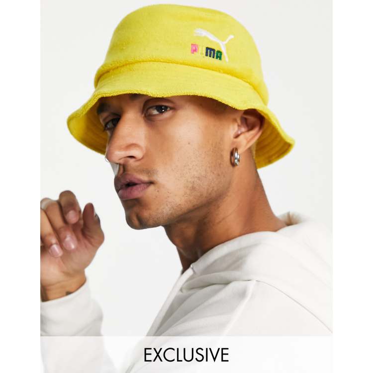 Puma skate towelling bucket hat in yellow exclusive to asos