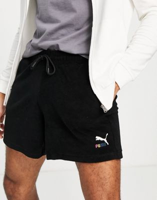 Puma skate towelling shorts in black exclusive to ASOS