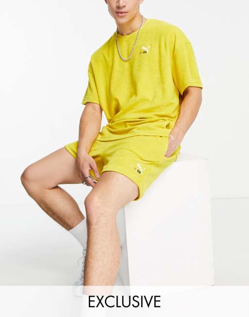 Puma skate towelling shorts in yellow exclusive to ASOS