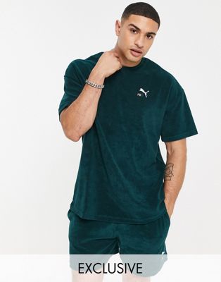 Puma skate towelling t-shirt in green exclusive to ASOS