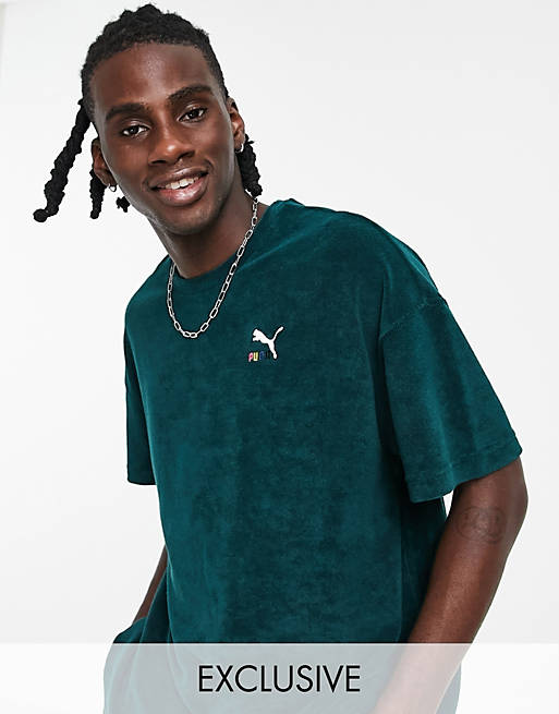  Puma skate towelling t-shirt in green exclusive to asos 