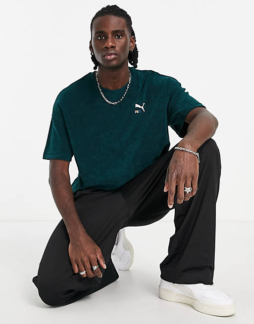  Puma skate towelling t-shirt in green exclusive to asos 