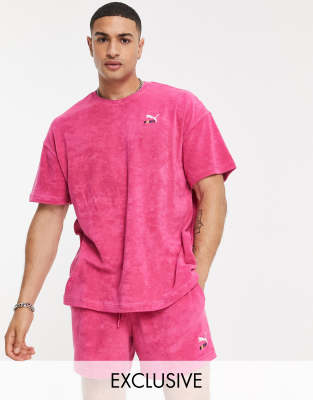 Puma skate towelling t-shirt in pink exclusive to ASOS