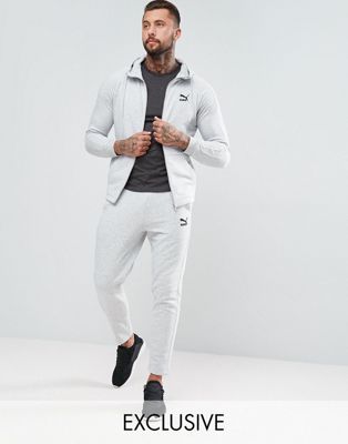 Puma Skinny Fit Tracksuit Set In Gray 