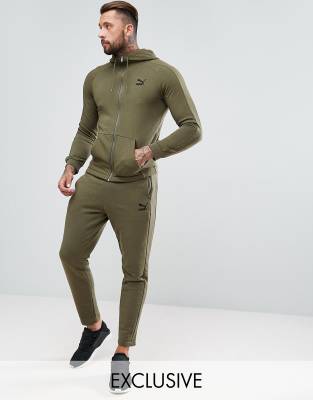 puma skinny fit tracksuit set in black