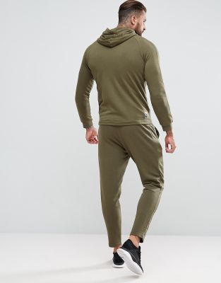 Puma skinny fit tracksuit set in khaki 