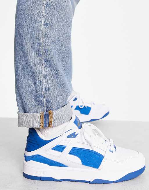 PUMA Slipstream Baskets avec d tails en daim Bleu blanc ASOS