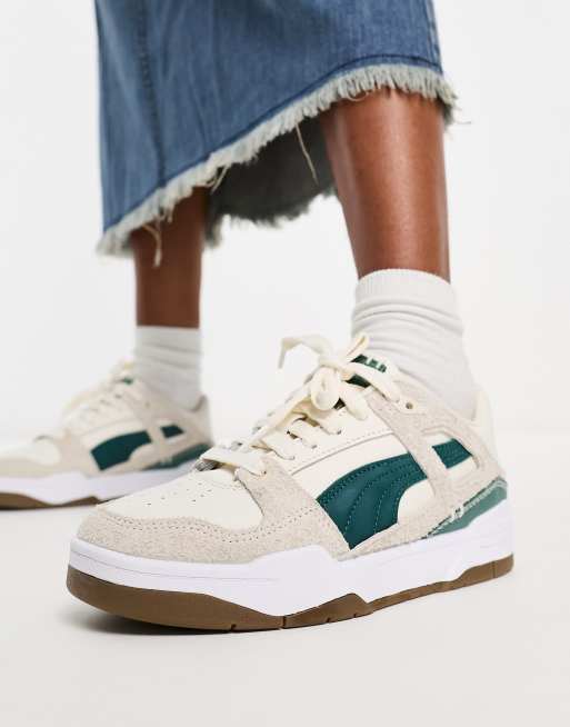 PUMA Slipstream sneakers in off white & green