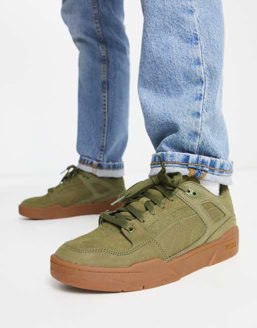 Green suede puma sneakers sale