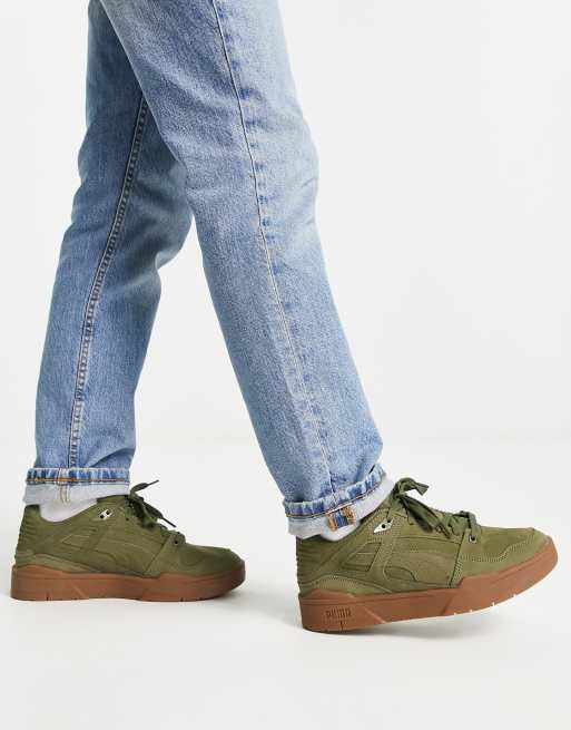 Puma green outlet suede trainers